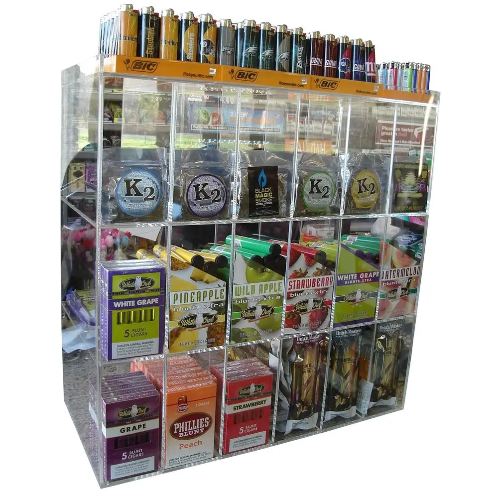 Retail Tobacco Display Stand, Countertop Cigar Showcase Organizer for Candy and Merchandise