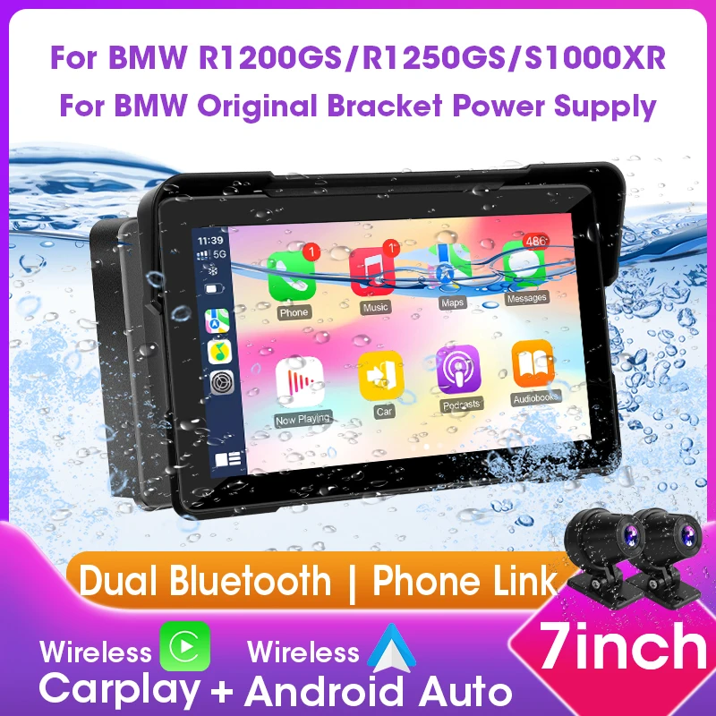 7 inch Navigation Motorcycle Waterproof Display Special For BMW R1200GS/R1250GS ADV/S1000XR CarPlay Android Auto 2K Moto Monitor