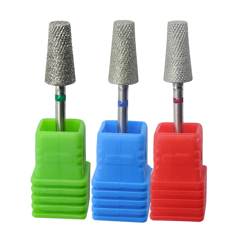 Professional Inverted Cone Flat Top Nail Drill Bit – Diamond Grit Nail Bit with Cooling Design for Cuticle & Nail Detail Work