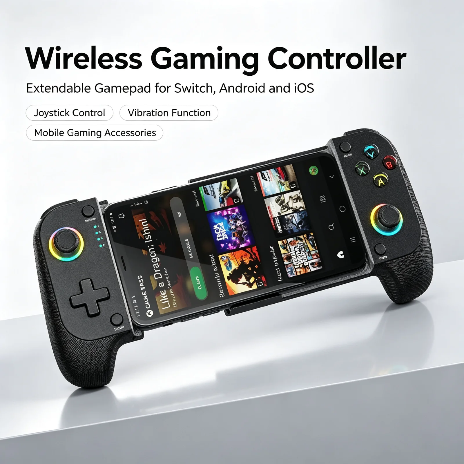 Bluetooth Wireless Controller for Switch Android iOS, Extendable Gamepad Joystick with Vibration Feedback Gaming Accessories