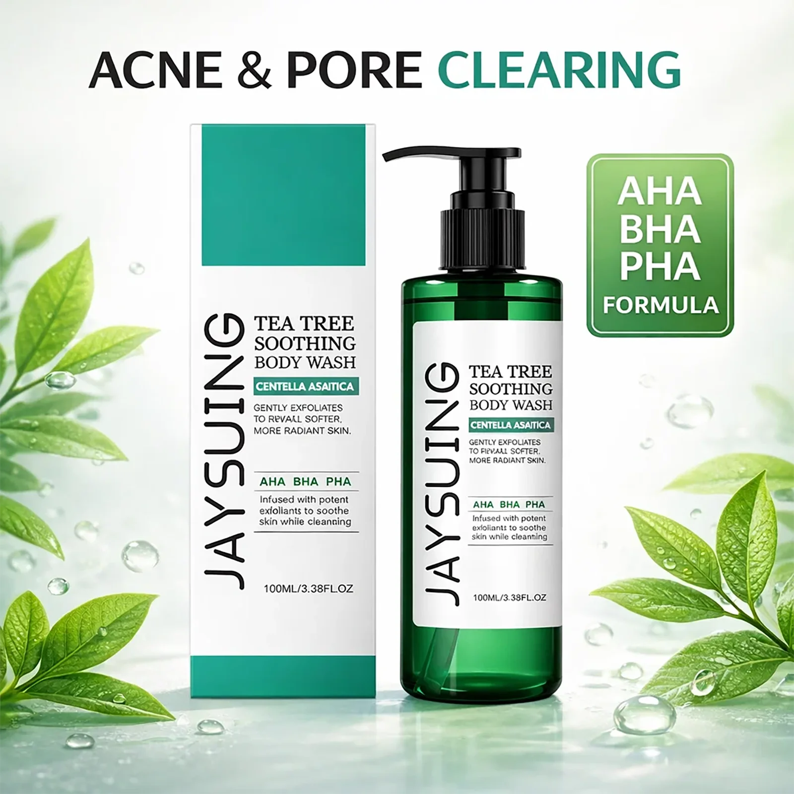 Tea Tree Shower Gel Exfoliating Lasting Aroma Refreshing Control Oil Hydrate Rich Foam Body Wash Soothing Moisturize Bath Lotion