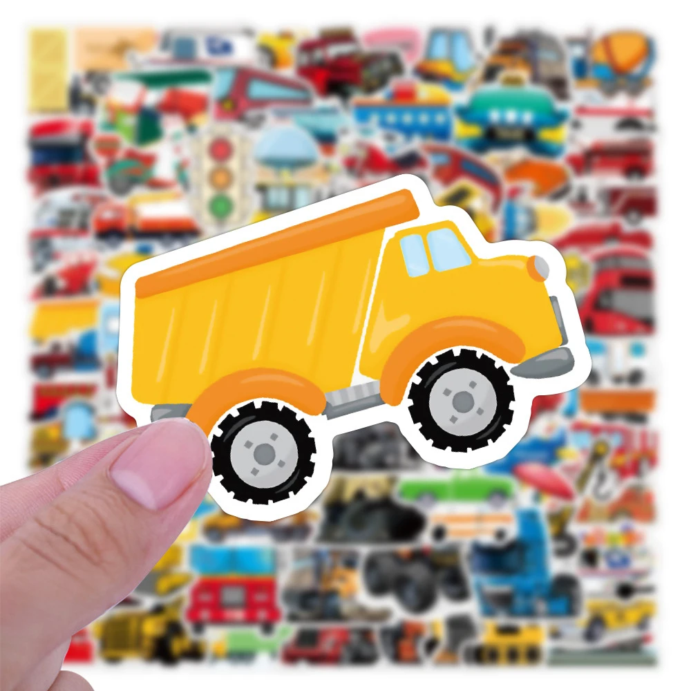 10/30/50/100pcs Funny Cartoon Car Truck Engineering Vehicle Children Stickers Laptop Scrapbook Decoration Sticker for Kids Toy