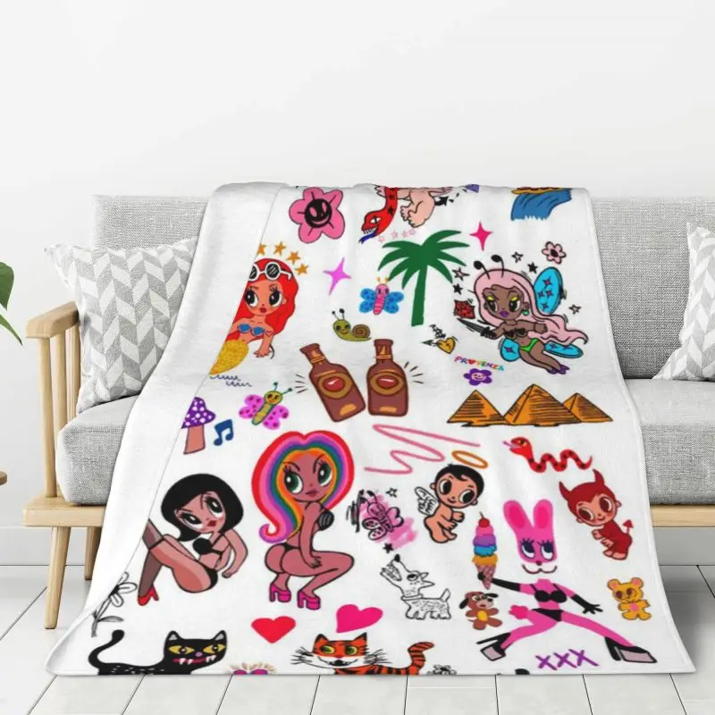 Custom Reggae Ainger Bichota Season Karol G Blankets Warm Flannel Throw Blanket for Bedding Couch Quilt