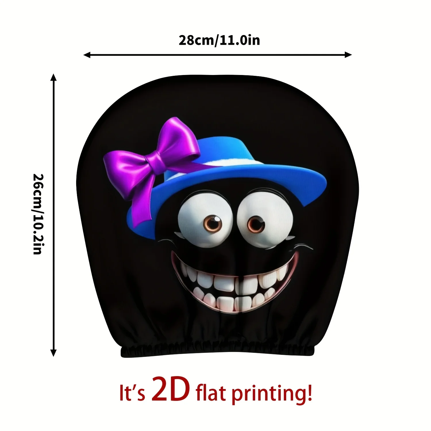 Blue top hat bow, gentleman's exclusive breathable car decoration headrest cover two-piece set, washable and stretchable