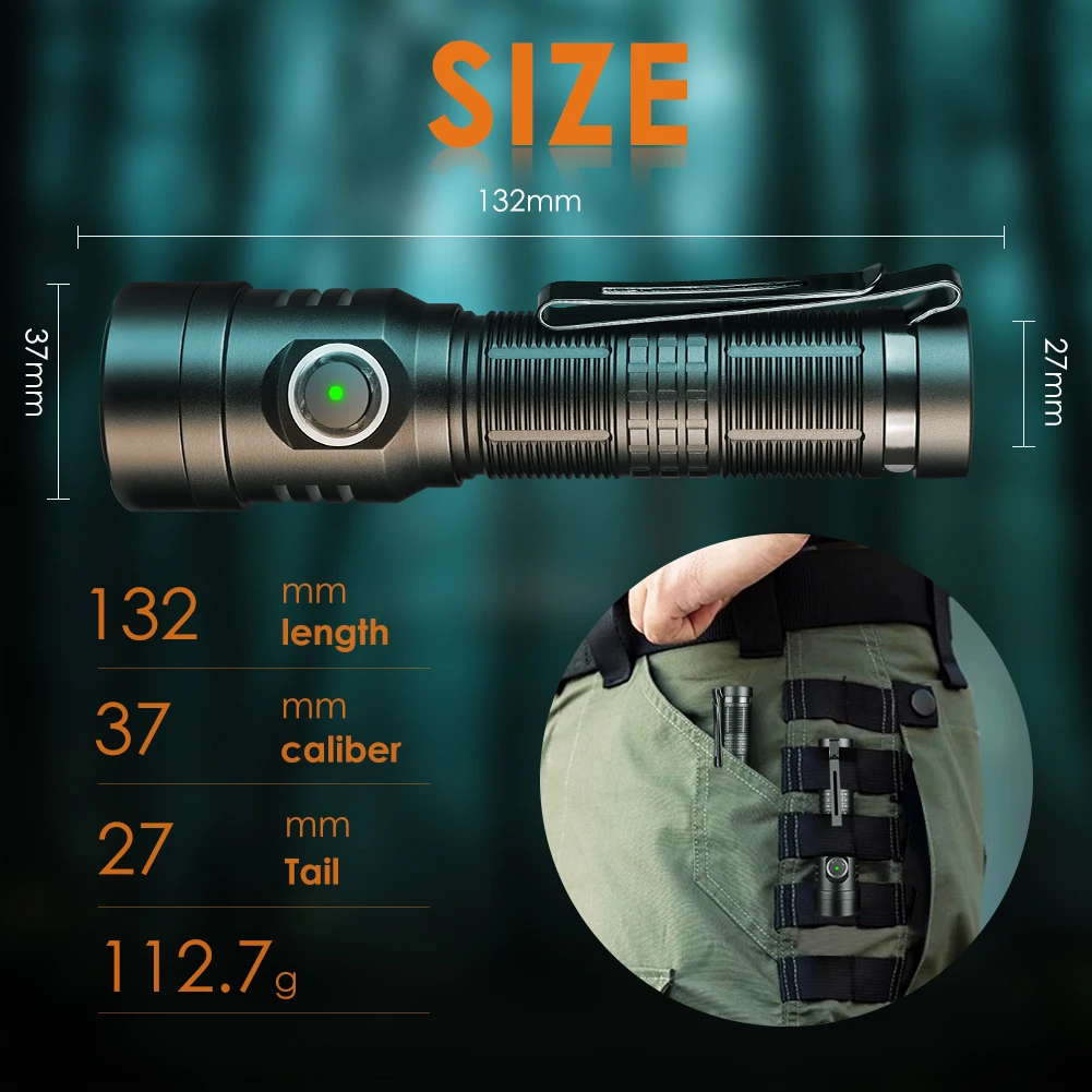 UniqueFire H9 Powerful Tactical LED Flashlight Super Bright 3000lm 5 Mode Rechargeable Waterproof Torch for Camping Duty Patrol