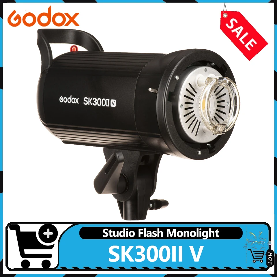 

Профессиональная студийная вспышка Godox SK300IIV 300 Вт 5700K со встроенной системой Godox 2.4G X, время перезарядки 0.5-1.5 с для видеостудий