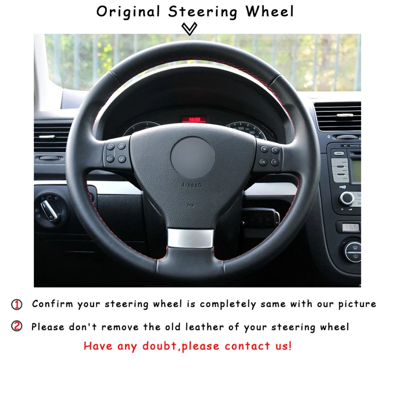 Black Suede Car Steering Wheel Cover for Volkswagen Golf 5 Mk5 VW Passat B6 Jetta 5 Tiguan 2007-2011