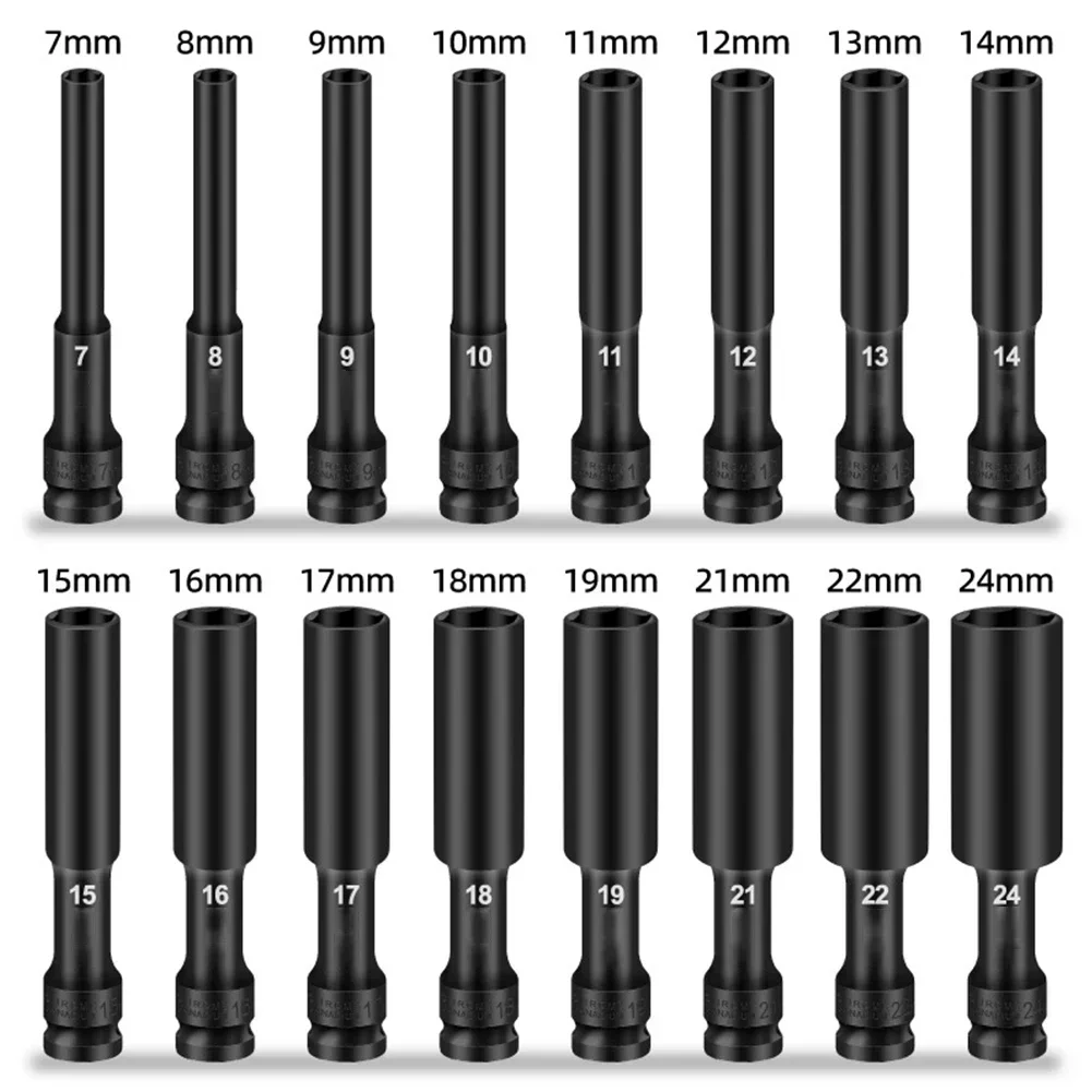 Standard Impact Spanner Socket Adapter Electric Hex Converter 1/2-inch Socket Head Sock 8-24mm Hex Impact Set Wrench