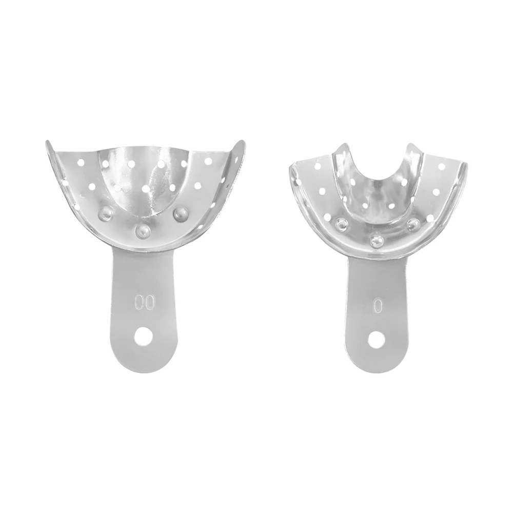 2 unid/set de bandejas de impresión Dental de Metal para odontología, soporte de bandeja Dental Autoclavable de aleación de aluminio, herramienta de Material Oral para dentista