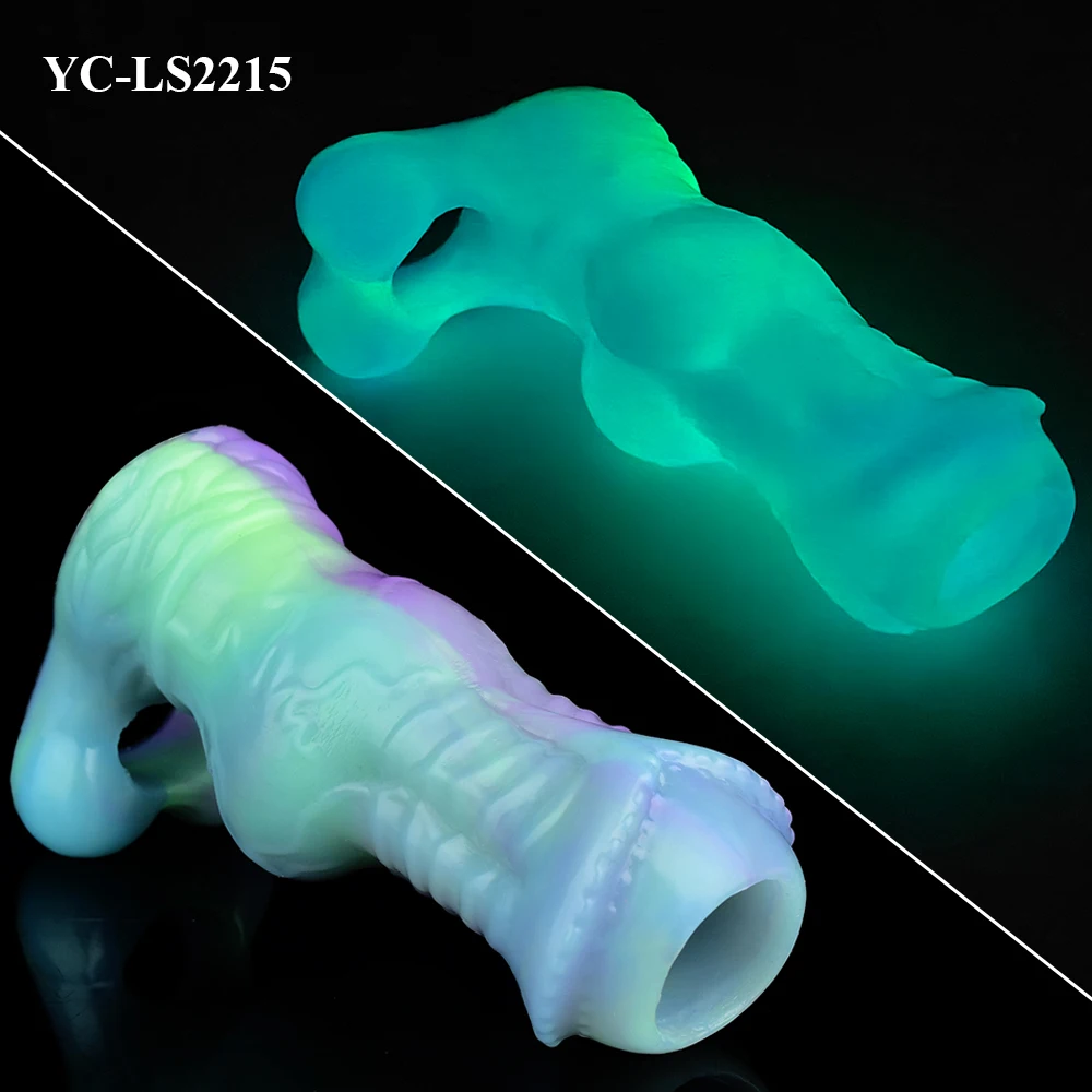 NNSX Luminous Lotus Color Realistic Penis Sleeve Extender Soft Silicone Cock Sleeve Dick Enlargement Delay Ejaculation Sex Toys