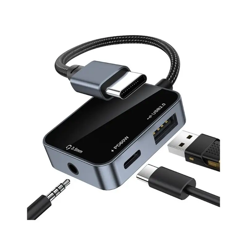 652F Small USB C Center Universal for Sound Output Fast Charging & File Transfer 60W