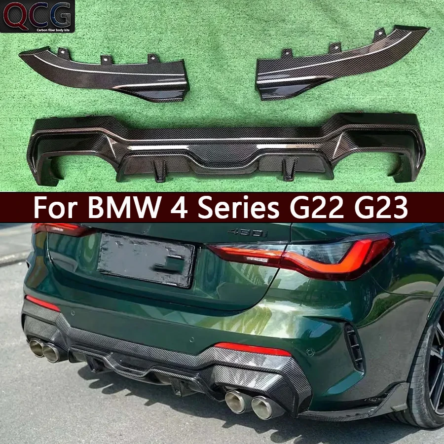 

For BMW 4 Series G22 G23 430 425 Carbon Fiber Back lip Car Rear Bumper Diffuser Rear Splitters Spoiler Car Accessories Body Kit