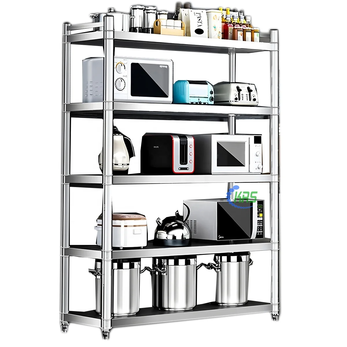 #Tool-Free Assembly Stainless Steel Kitchen Storage Rack Shelves Detachable Modular Multi-Tier Shelving Unit for Indoor/Outdoors
