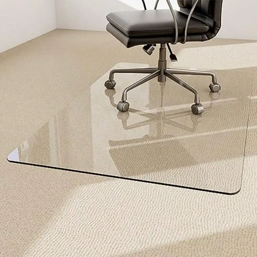 

36" x 46" Chair Mat for Carpet - Office Chair Mat - Tempered Glass Floor Mat for Home/Office/Carpet Clear Computer Floor Mat