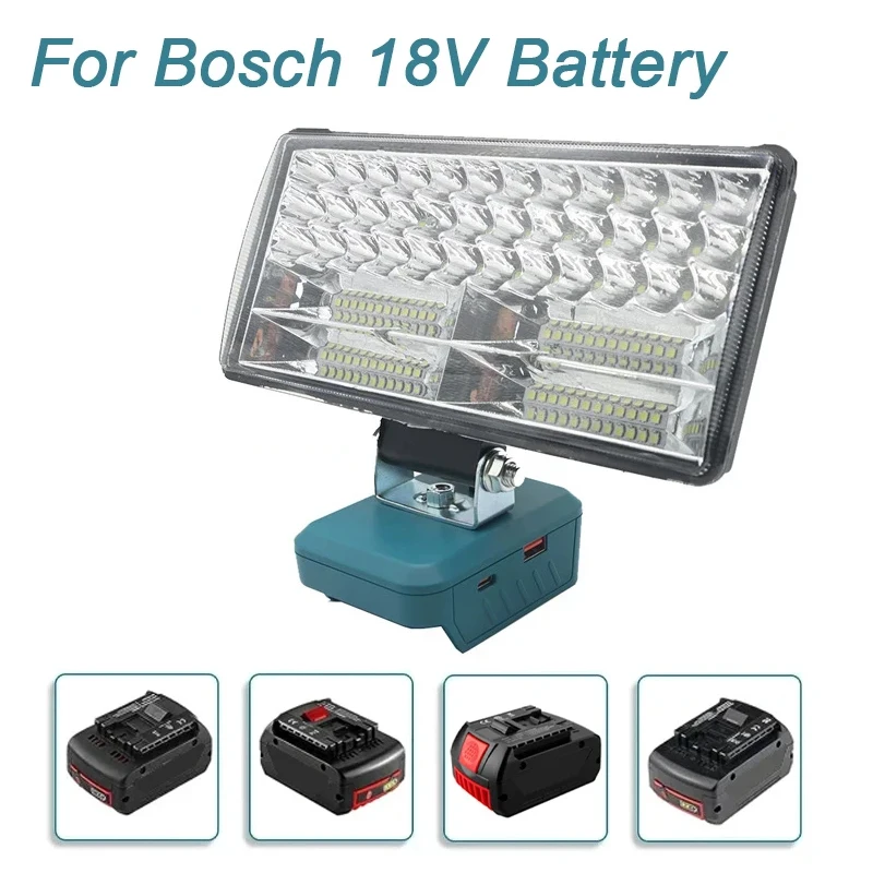 LED Work Light Torch 3/4/5/8inch for Bosch 18V Li-ion Battery Type-c Rechargeable Spotlight Portable Camping Lamp with USB