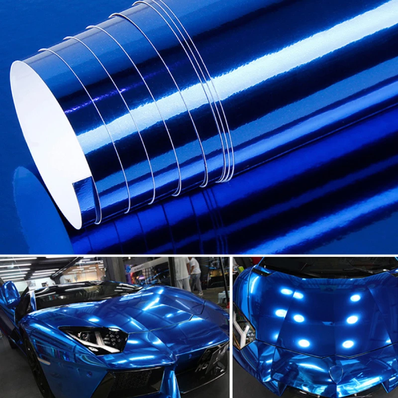 

38cm X150cm Blue Chrome Mirror Wrap Vinyl Covering Film Sticker Decal Roll Sheet with Air Release Bubble Free 15"X 60" inch