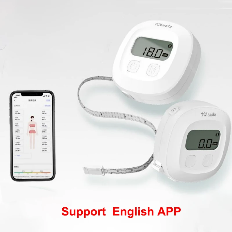 150cm Bluetooth LED Electronic Health Test Circumference Length Retractable Digital Smart Body Tape Measure with App Portable