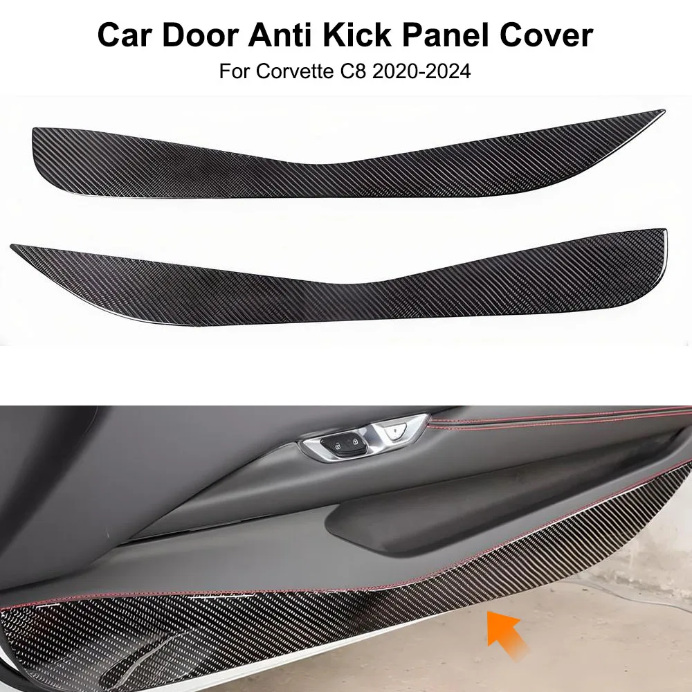 

For Corvette C8 2020 2021 2022 2023 2024 Real Carbon Fiber Car Door Anti Kick Panel Cover Guard Automotive Protective Accessory