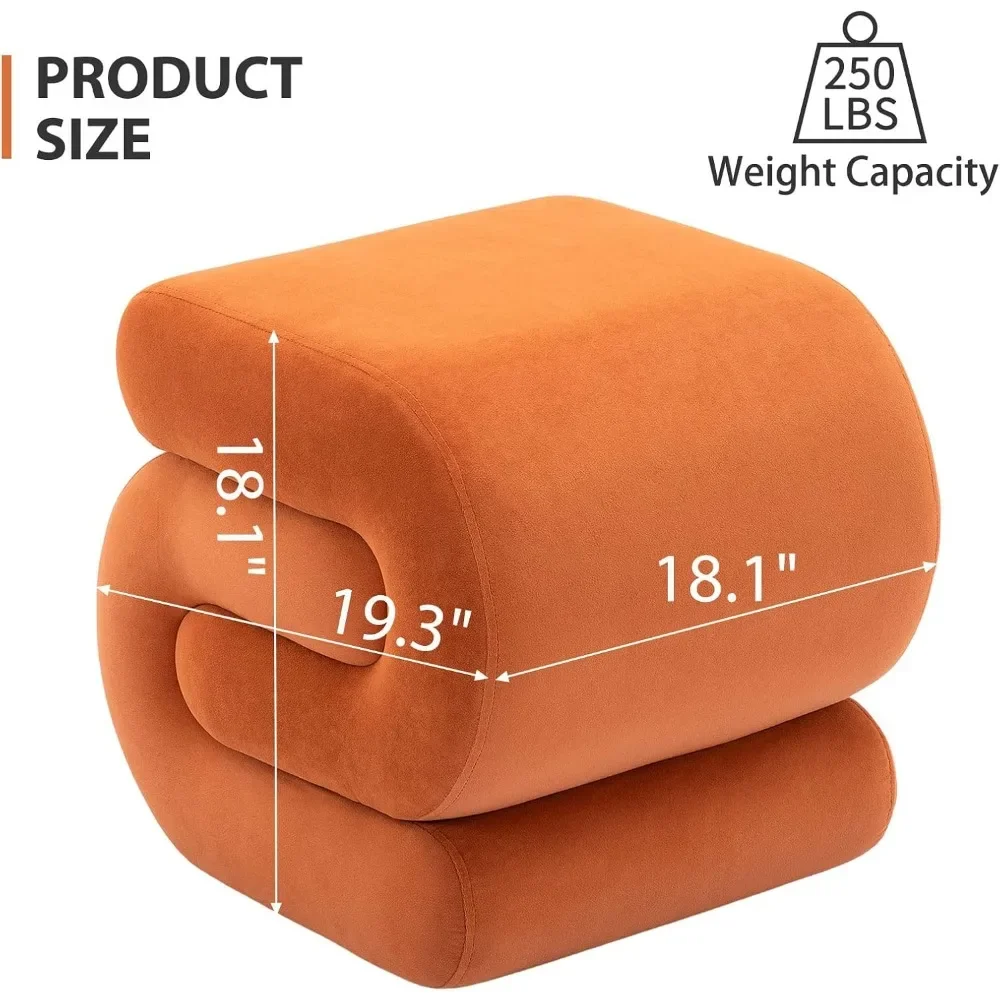 Modern Foot Stool Ottoman,S-Shaped Velvet Vanity Stool,Upholstered Sofa Footrest Extra Seating Pouf for Bedroom