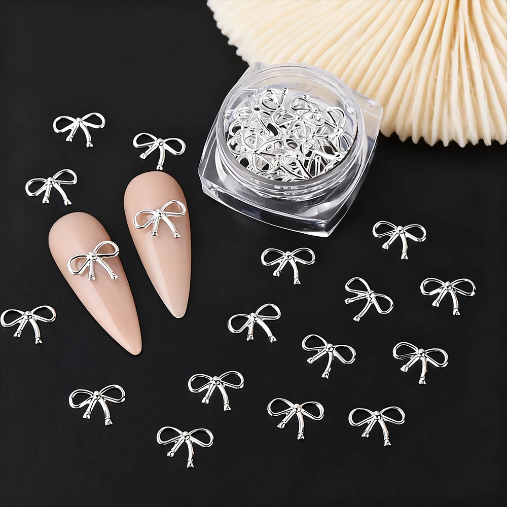 10 pièces de luxe Kawaii nœud ruban Nail Art breloques 3D en alliage de métal mignon nœud papillon bijoux ongles strass décoration bricolage accessoires