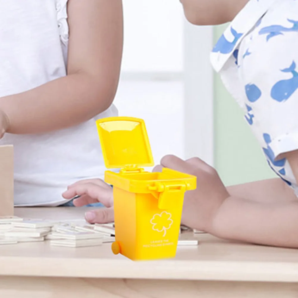8Pcs Kid Push Plastic Garbage Can Small Garbage Containers for Kids Play Enhance Visual and Cognitive Learning