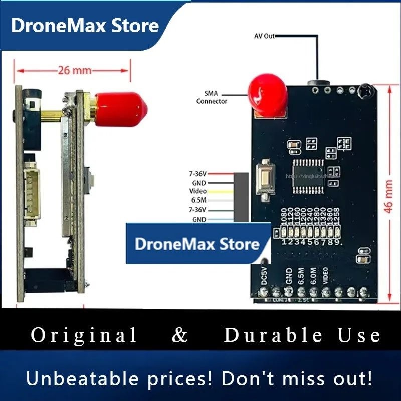 DroMaFPV Video Receiver VRX Real Time Image Transmission Of Unmanned Aerial Vehicles Transmitter 1.2G VTX Long Distance Transmis