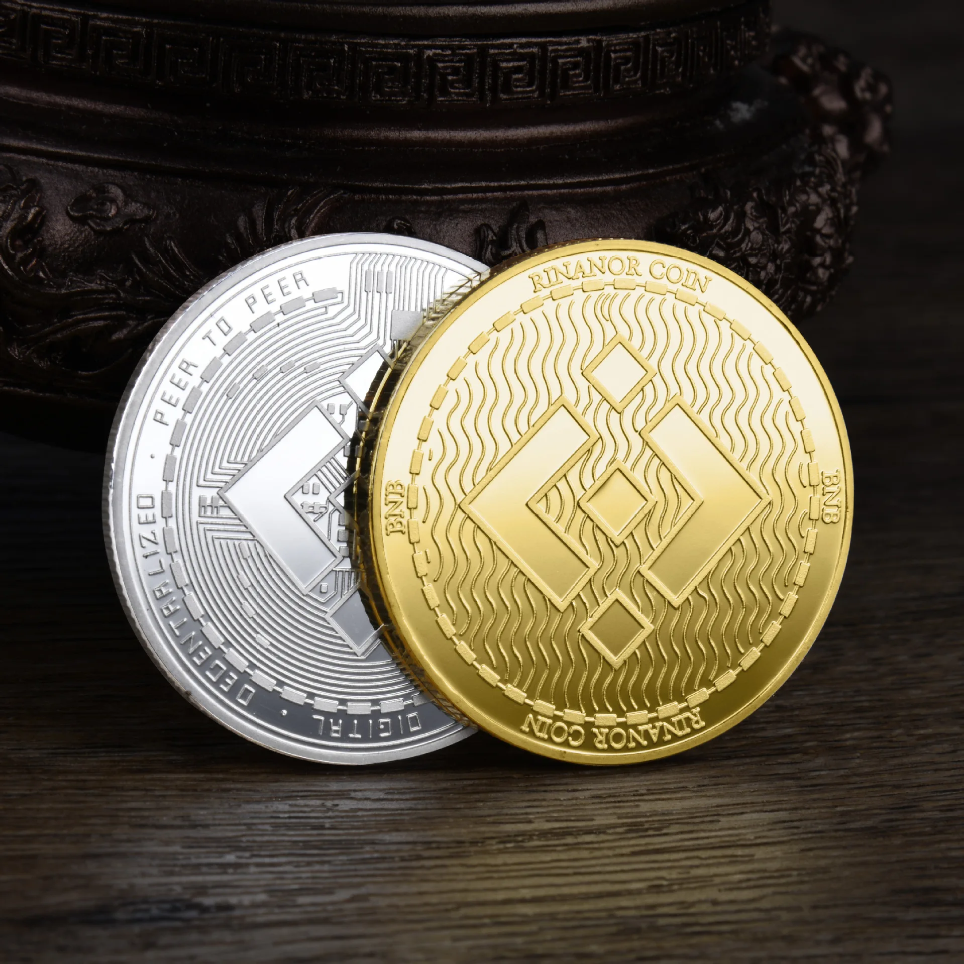 عملة BNB Binance Crypto Coin Gold، معدن مطلي بالفضة، عملة مادية BNB مع حافظة تذكارية تذكارية هدية قابلة للجمع #1