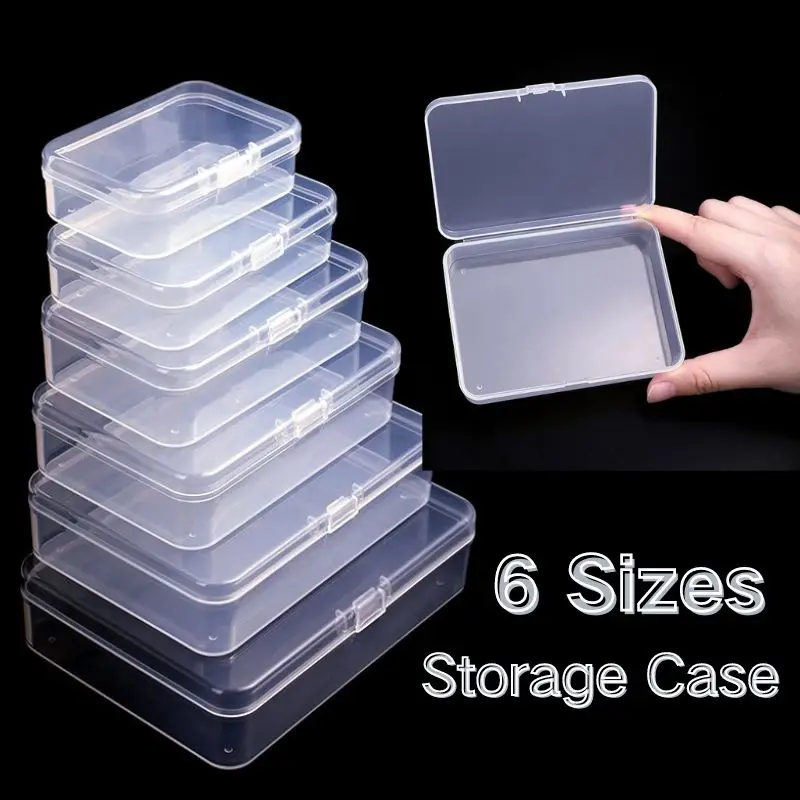 6 Sizes Mini Plastic Rectangular Storage Box Translucent Packing Box Dustproof Case Strong Jewelry Storage Case Container