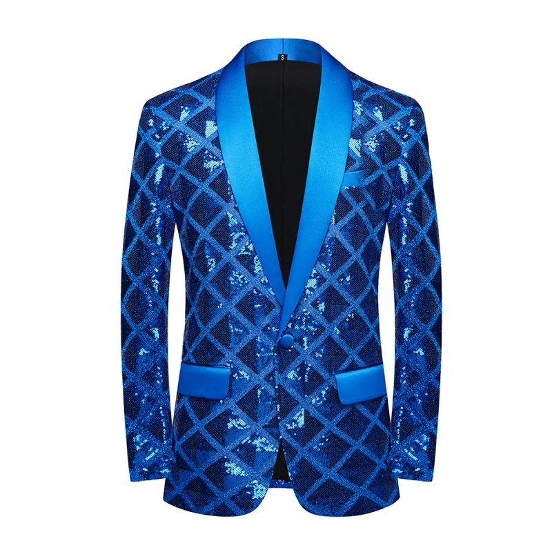 

High Quality Fashion Handsome All-in-one Banquet Men Stereo Square Sequin Casual Dance Suit Jacket Boutique Fashion Suit Jacket