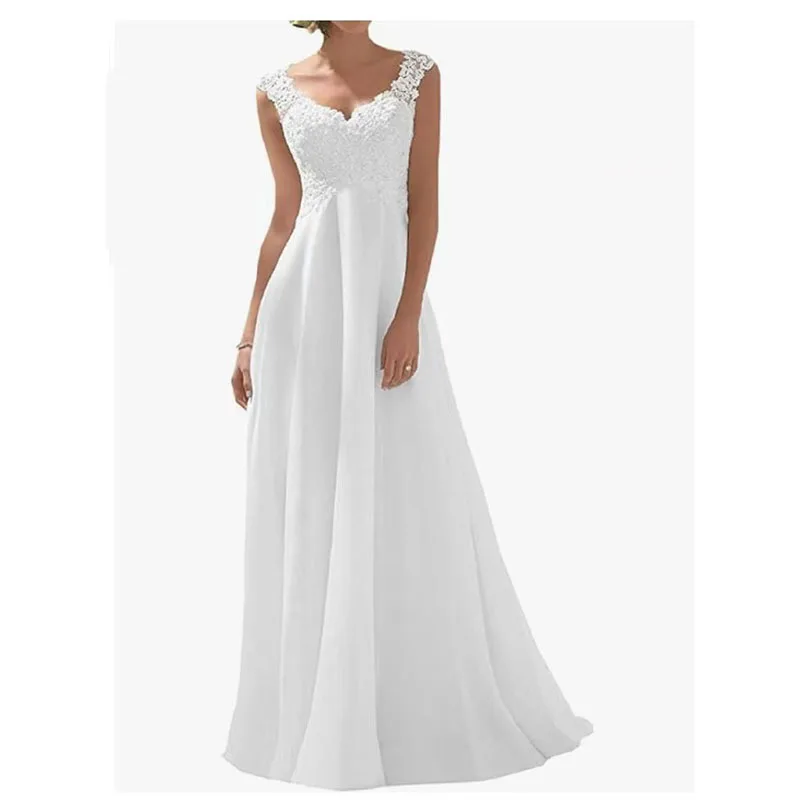 N1138 Abito da sposa bianco da donna Abiti senza schienale Dolce memoria A-Line Abito da festa Lunghezza pavimento Abiti da ballo 2026 Abiti di lusso