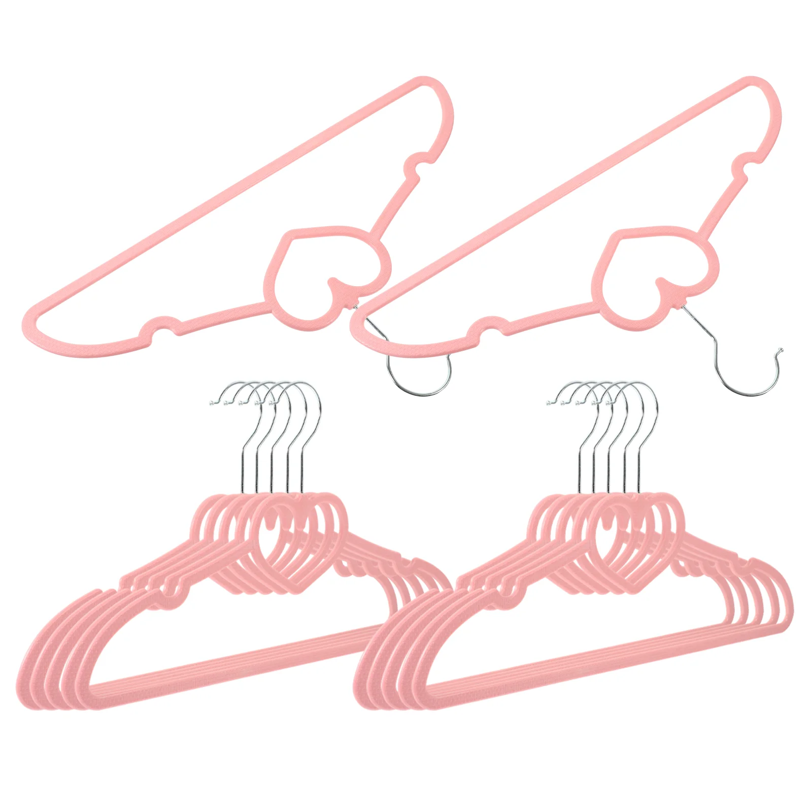 10/15/20PCS Clothes Hanger Durable Hanger ABS Heart Pattern Coat Hanger for Adult Children Clothing Hanging Supplies (Pink)