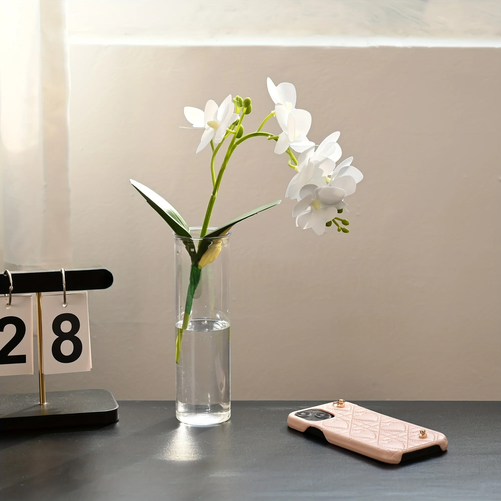 24pcs plastic cylindrical vases, high transparency vase set, suitable for simple desktop flower arrangement decoration