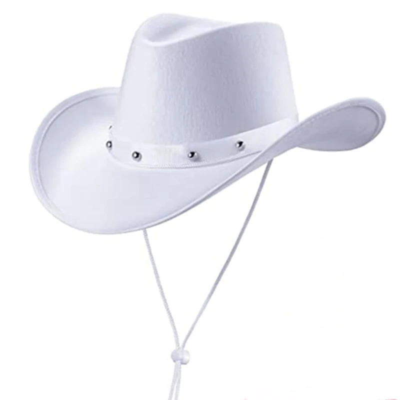 Felt Cowboy Hat Western Style Wide Brim Hat Women Men Halloween Cosplay Party Hat Costume Fedora Caps Clothing Accessory