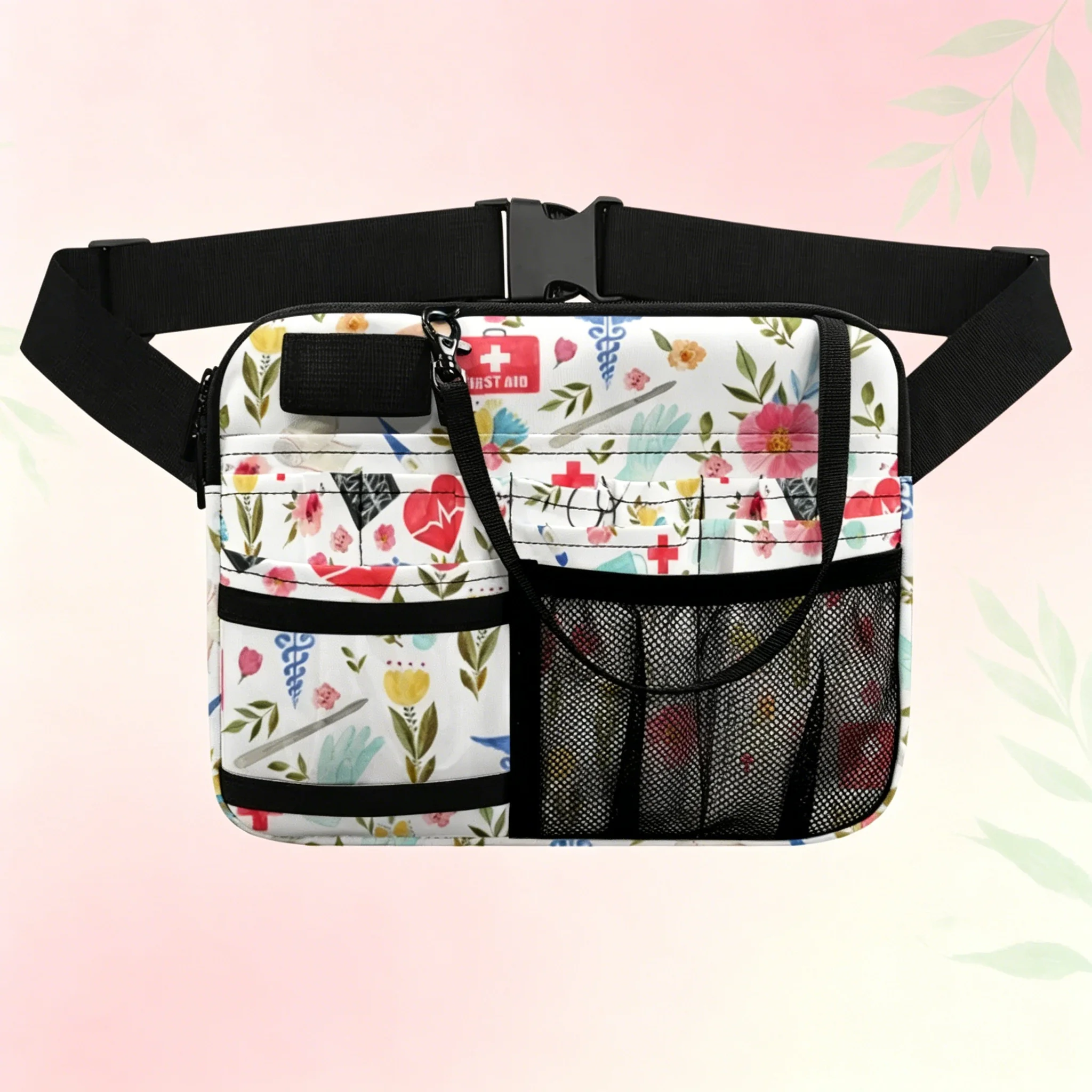 

Floral Nurse Waist Bag - Medical Utility Pouch with Multi-Pockets for Stethoscope, Scissors, Adjustable Strap, Nursing Gift