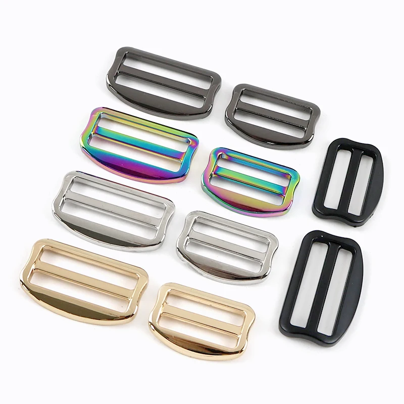 

5/10Pcs 20-38mm Metal Tri-Glide Slider Fastener Bag Strap Adjustable Buckle Bent Clasp Webbing Link Hook DIY Hardware Accessory