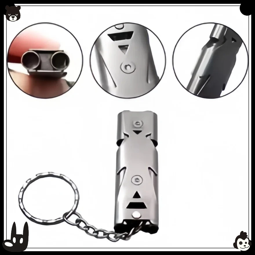 سلسلة مفاتيح صفارة البقاء على قيد الحياة - صفارة طوارئ للتخييم/المشي لمسافات طويلة في الهواء الطلق، إنذار أمان عالي مع تصميم أنبوب مزدوج #3