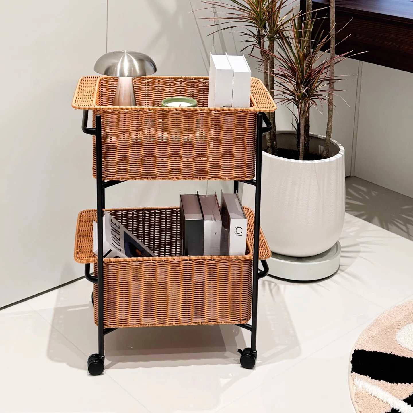 

Shelf Snack Storage Rack Cart Floor to Floor Living Room Sofa Side Mobile Push-pull Bathroom Bathroom Storage Basket