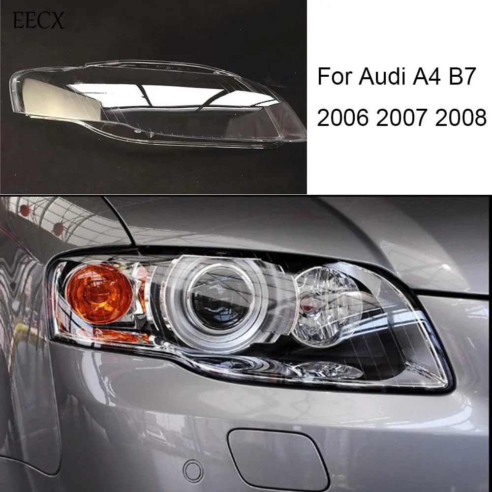 

HTTCY For Audi A4 B7 2006 2007 2008 front Car Headlight Cover Lens Shell Lampcover Lampshade Headlamp Light mask