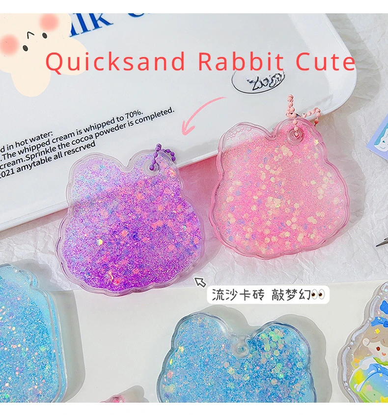 Color Quicksand Guka Large Rabbit Bear Fluid Acrylic DIY Korean Sticker Decoration 7cm Children Girls Gift