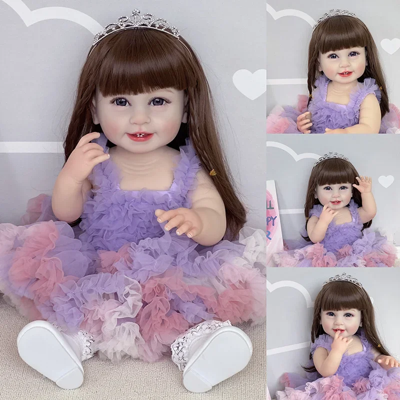 

55CM Reborn Toddler Gilr Doll Lifelike Full Body Silicone Soft Touch Handmade 3D Skin Multiple Layers Painting doll