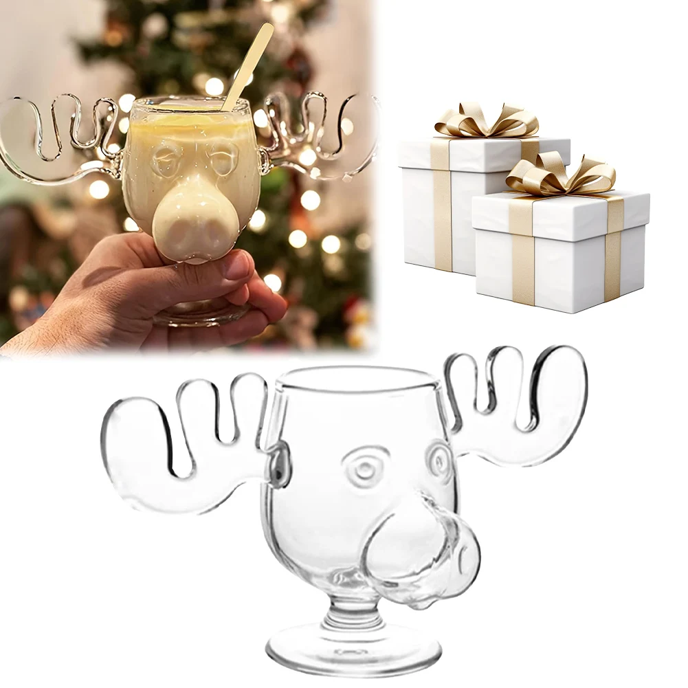 

240ml 8oz Christmas Mug Christmas Vacation Moose Mug Christmas Reindeer Head Wine Glass Wine Beer Water Juice Milk Glass
