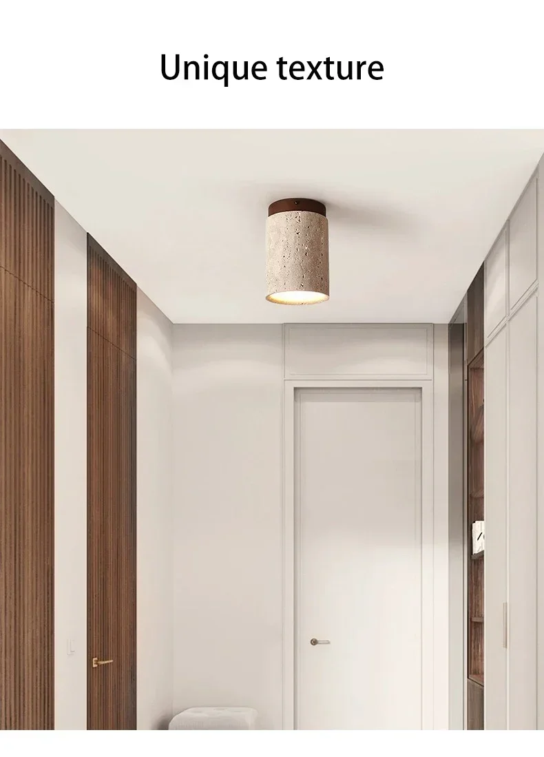 Japanese Wabi Sabi Style Yellow Cave Stone Ceiling Light Designer Retro Creative Entrance Hallway Foyer Balcony LED