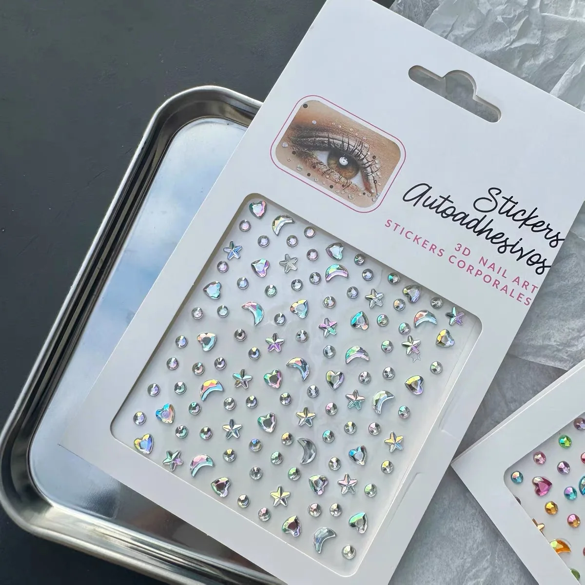 Bling Self Adhesive Face/Body Gems 3D Star/Moon/Heart/Round Temporary Tattoo Stickers AB/Clear/Red/Blue Face Hair Nail Jewelry - view 4