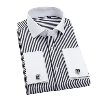 2023 צרפתית חפתים חליפת צווארון קוריאני גרסה רזה הולם חולצה ארוך שרוול גברים של טוקסידו מסיבת חתונה חולצות