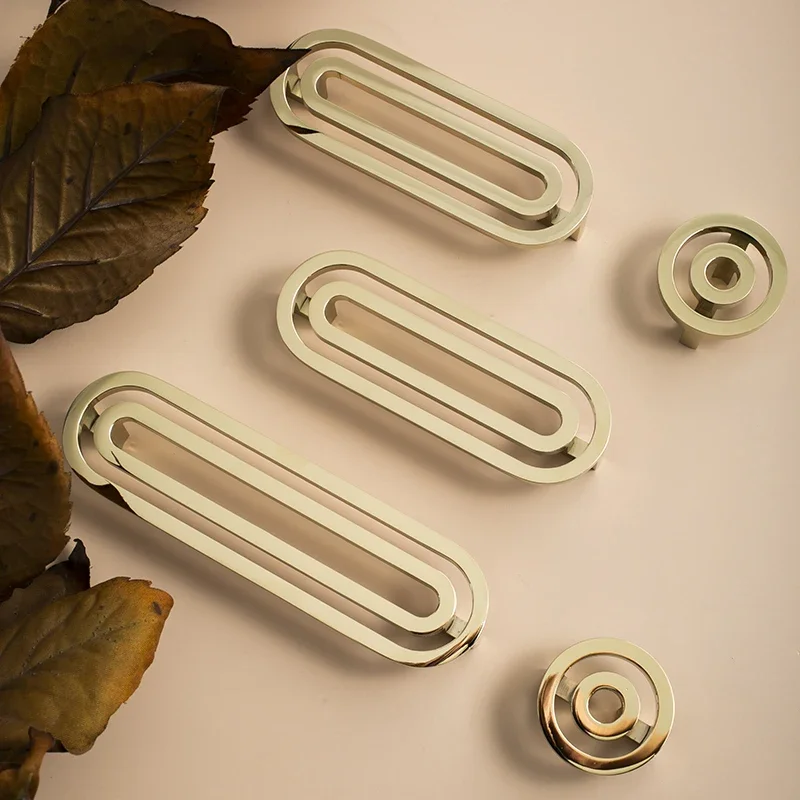 yesBright Gold Bright Chrome Furniture Handles Annular Cabinet Handle Luxury Circle Wardrobe Pulls Dresser Cupboard Door Knobs