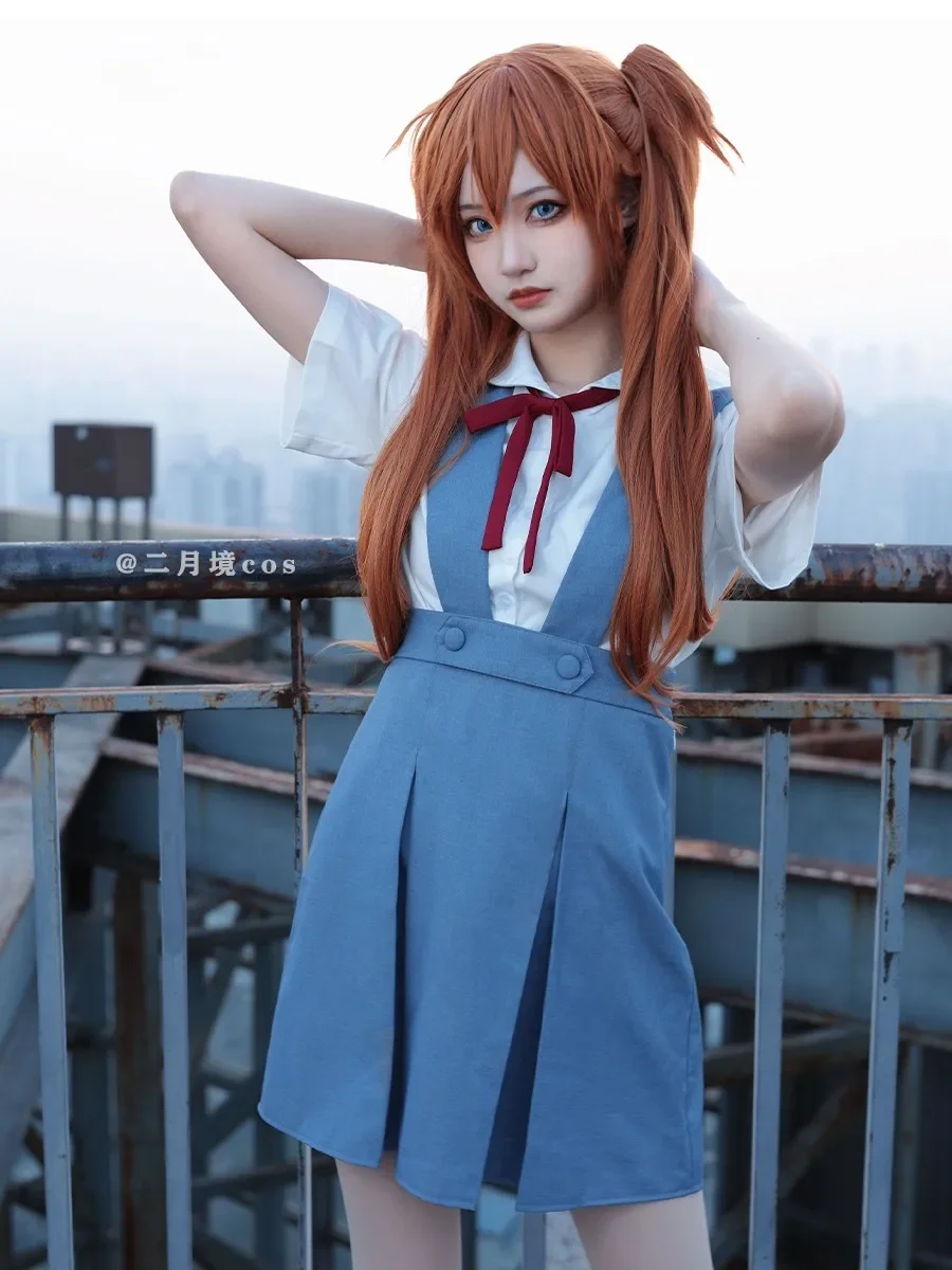 

Anime Ayanami Rei Cosplay Asuka Langley Soryu Costume Girl Women School JK Uniform Halloween Party Loli Blue Haze Dresses