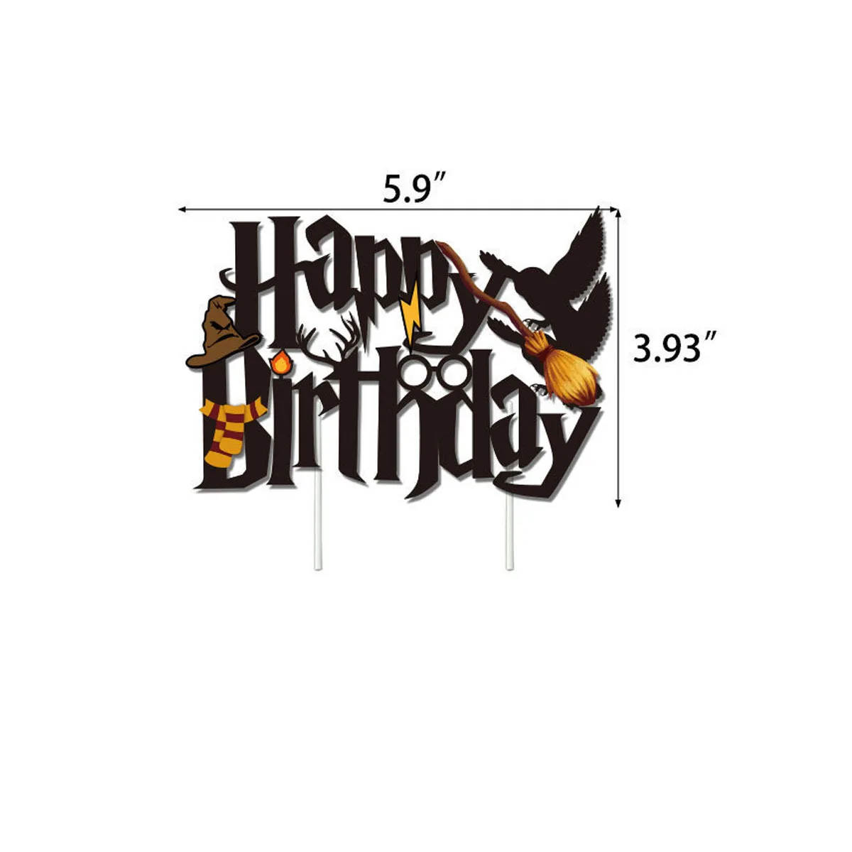 School of Witchcraft and Wizardry Themed Cake Insert Topper Flag-Planting Hogwarts Cute Cartoon Kids Birthday Party Decoration