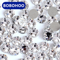 Bobohoo High Quality Glitter Gems SS3-SS50 Flatback Stones Clear Crystal Non Hotfix Rhinestones Nail Art Decoration Rhinestones