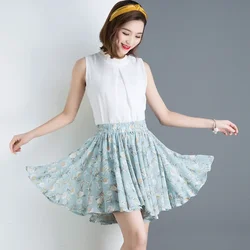 Floral Women's Skirt Chiffon Midi Skirts for Woman Stylish Aesthetic Vintage Summer 2025 Harajuku Streetwear Trend Y2k V Clothes
