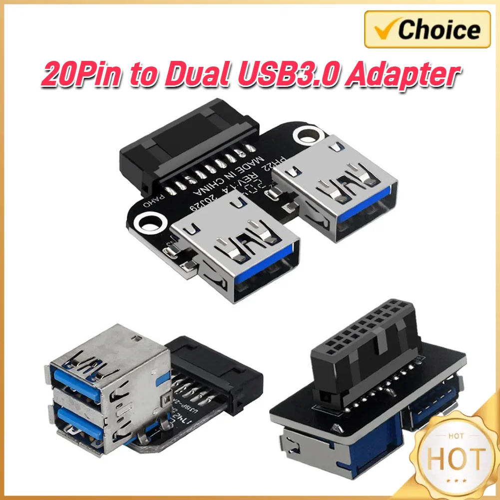 Motherboard Adapter Converter Strong USB 3.0 Motherboard Adapter USB 3.0 19 20 Pin Female to Dual USB 3.0 A Female for Computer